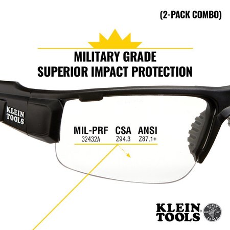 Klein Tools Safety Glasses, Semi-frame Clear / Gray 60173